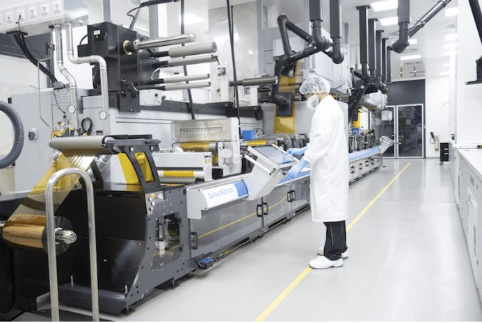 Producing printed sensors and electronics for health care in hygeinic conditions on a Heidelberg-Gallus narrow web flexo press at the Waldorf-Wiesloch plant Photo Heidelberg